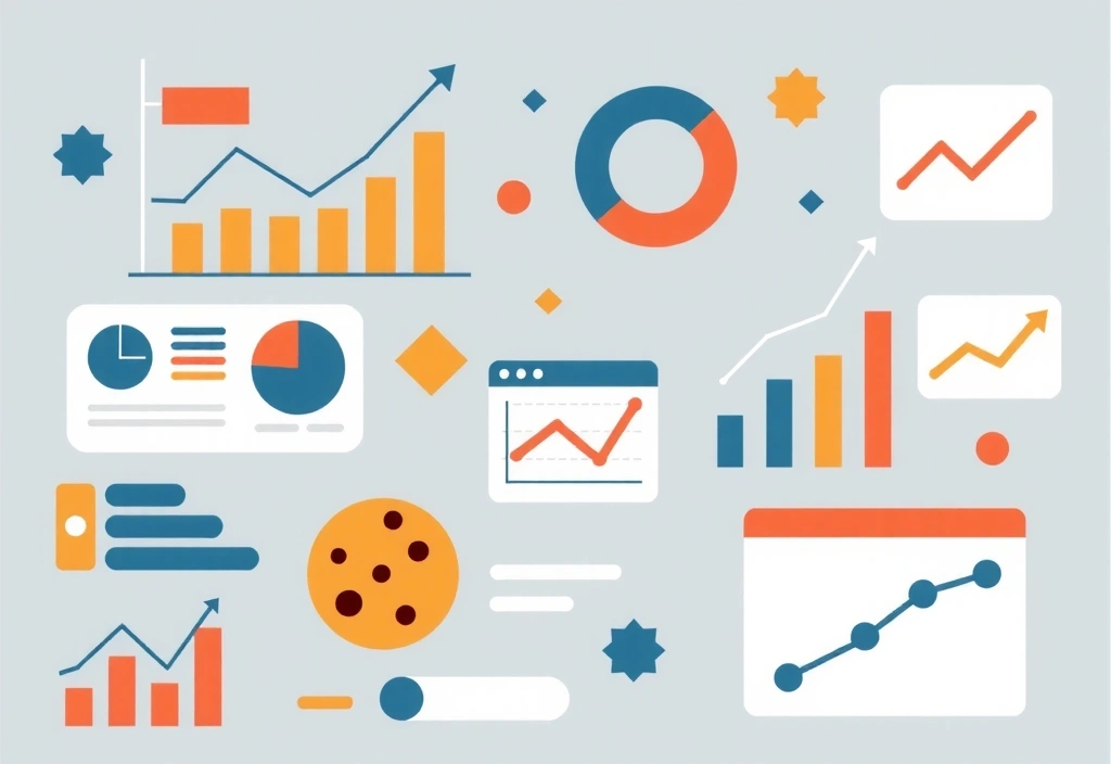 Grafy a analytické tabulky symbolizující analytické cookies
