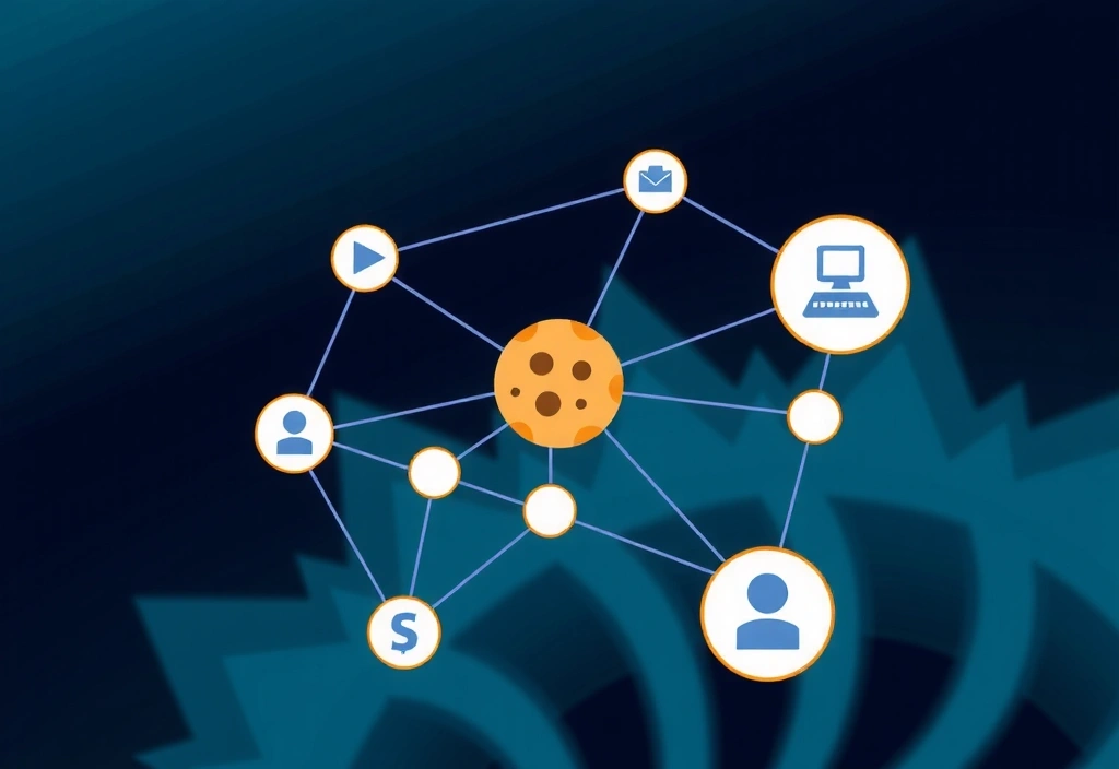 Ikony propojených počítačů symbolizující cookies třetích stran