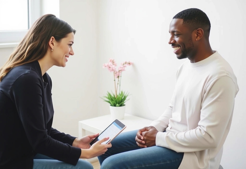 Nutriční poradce pomáhající klientovi