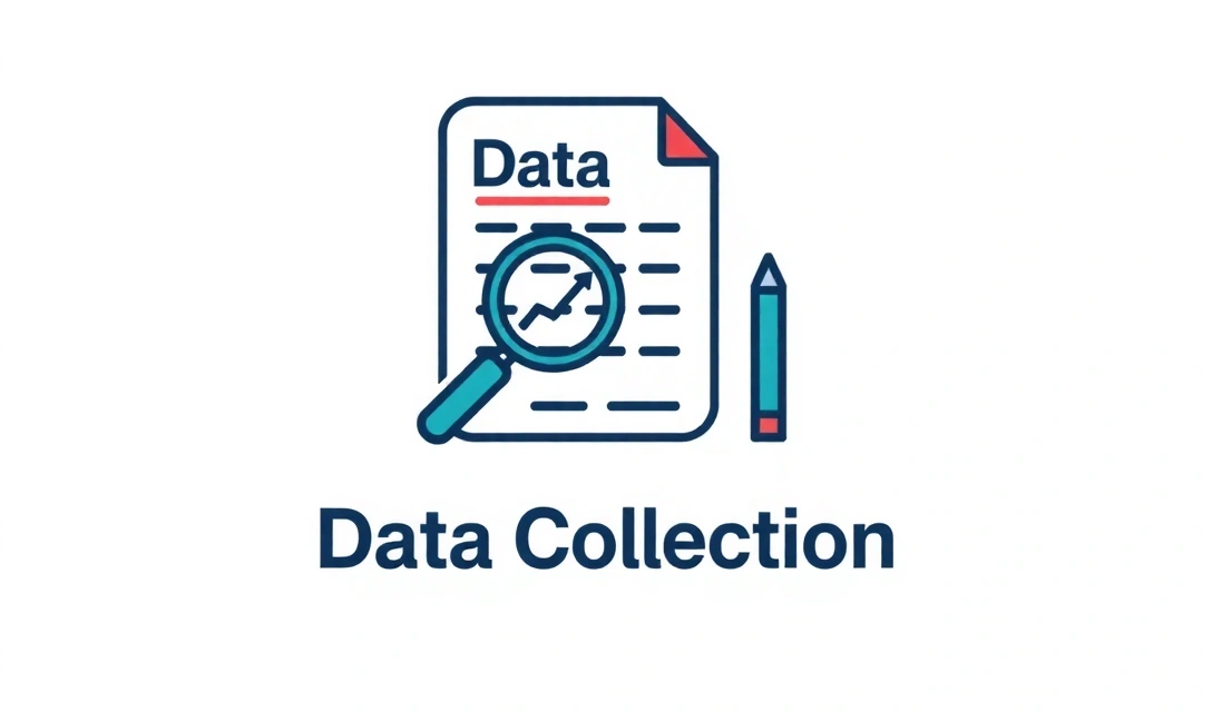 Ikona sběru dat s lupou a dokumentem